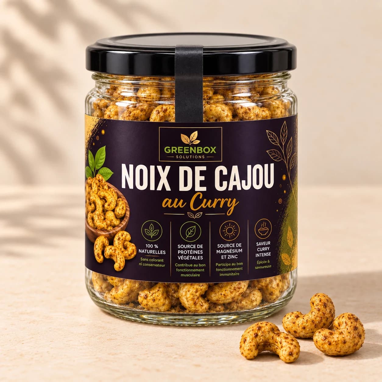 Greenbox — Noix de cajou au curry — 200 g