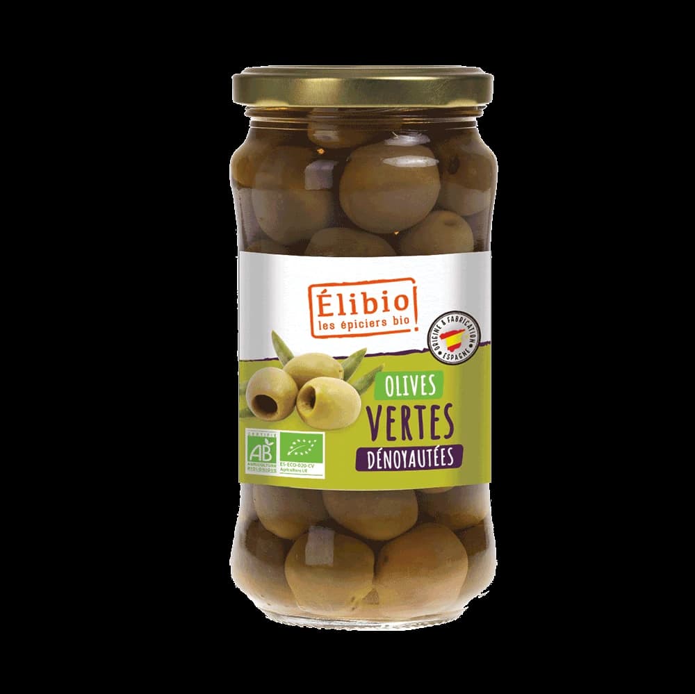 Olives vertes dénoyautées bio — 170 g — Elibio