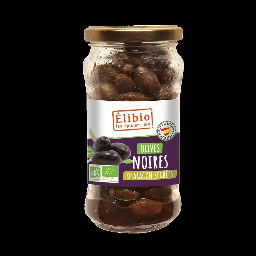 Olives noires séchées d’Aragon bio — 210 g — Elibio