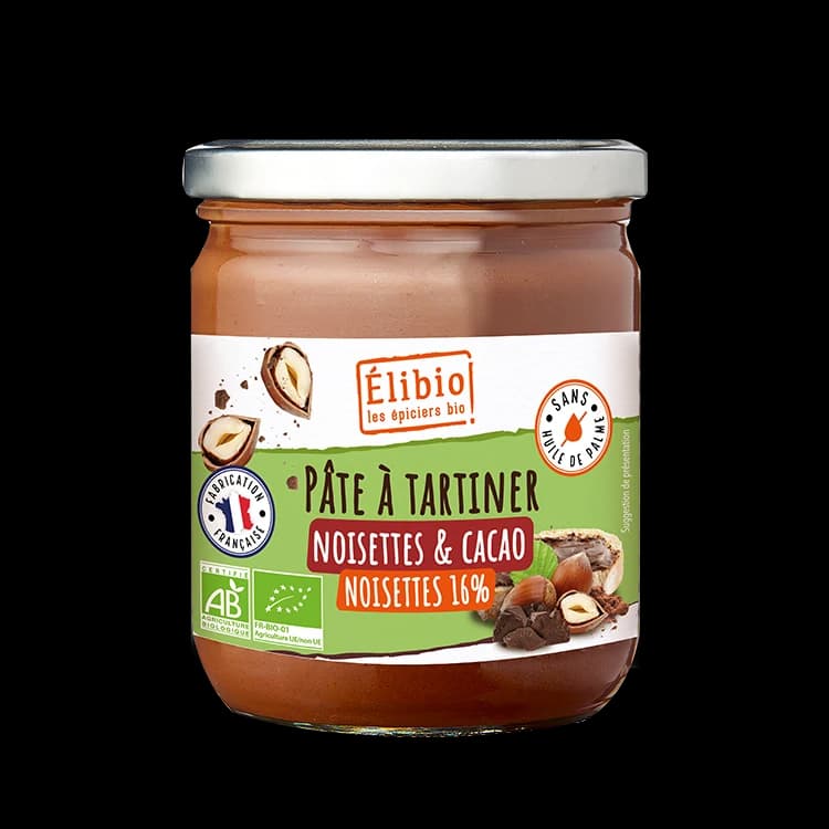 Pâte à tartiner à la noisette et au cacao bio — 375 g — Elibio
