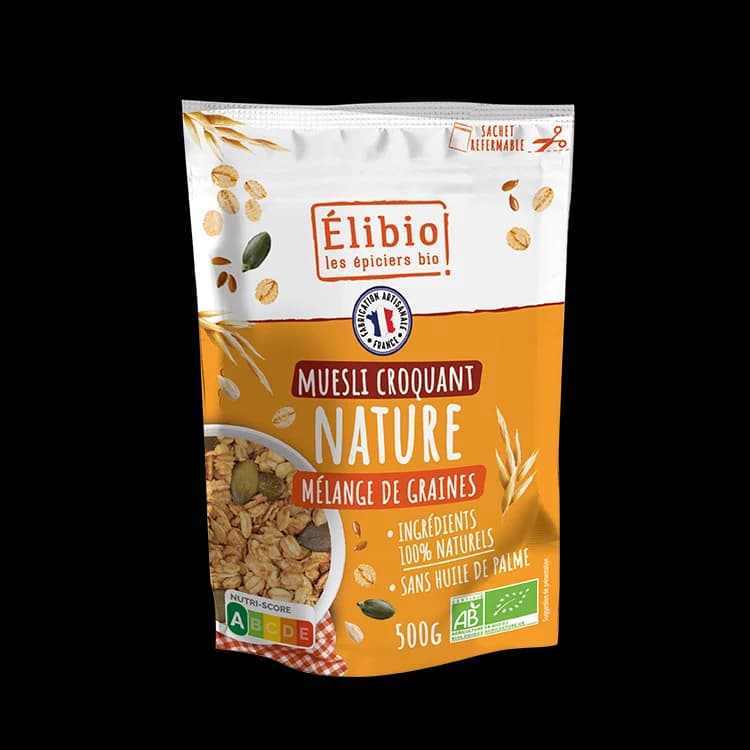 Muesli croquant nature bio — 500 g — Elibio