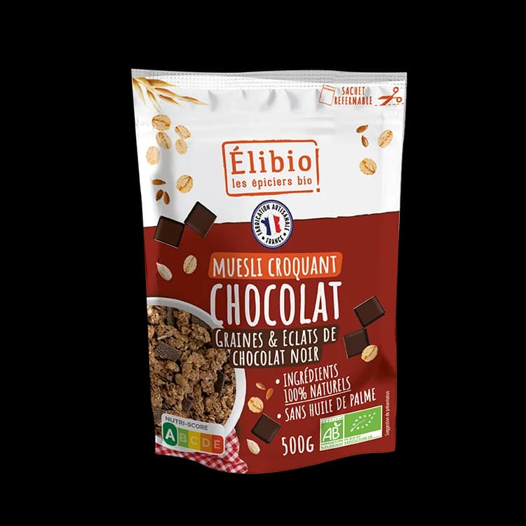 Muesli croquant au chocolat bio — 500 g — Elibio