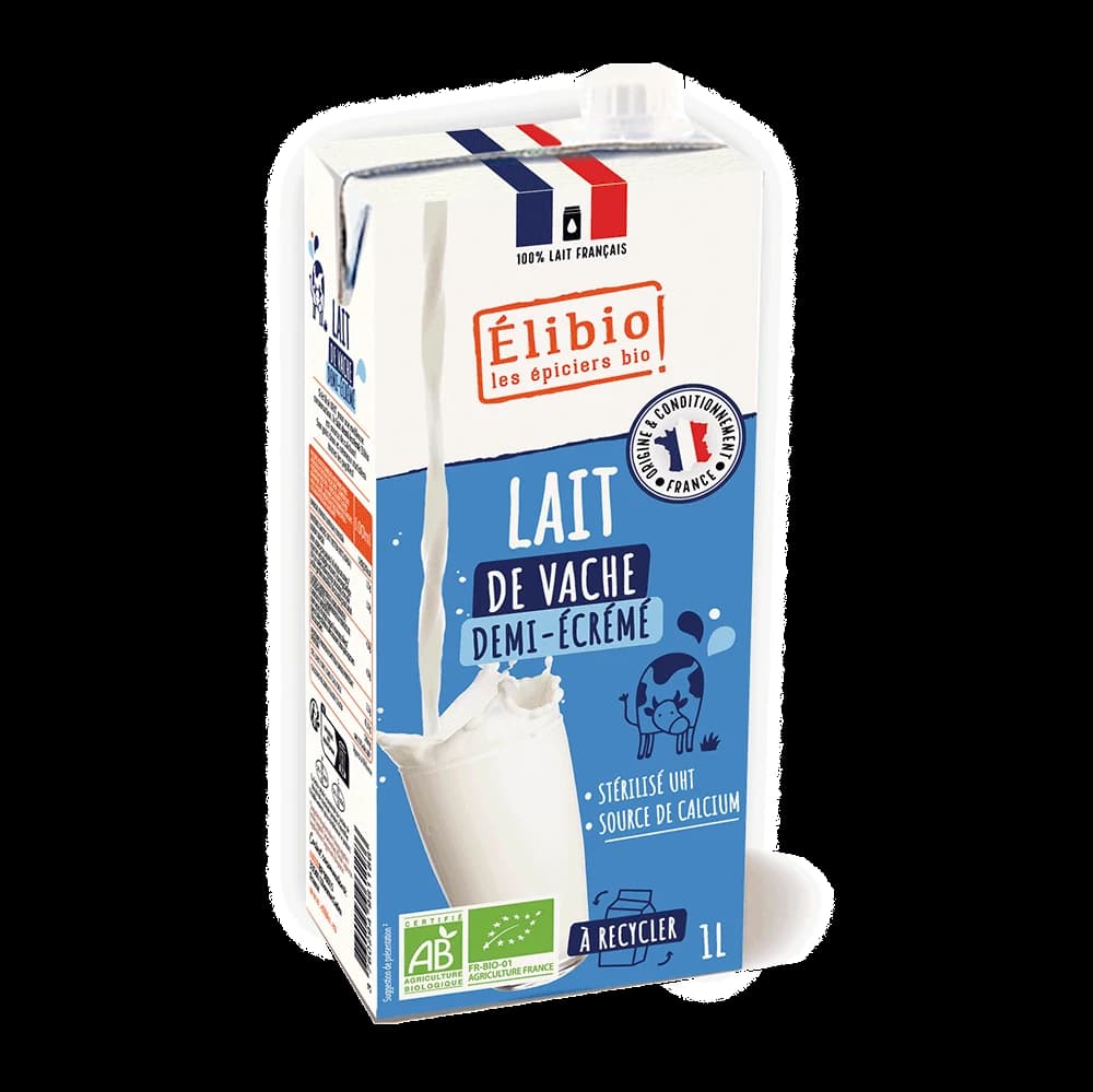 Lait demi écrémé bio — 1 L — Elibio