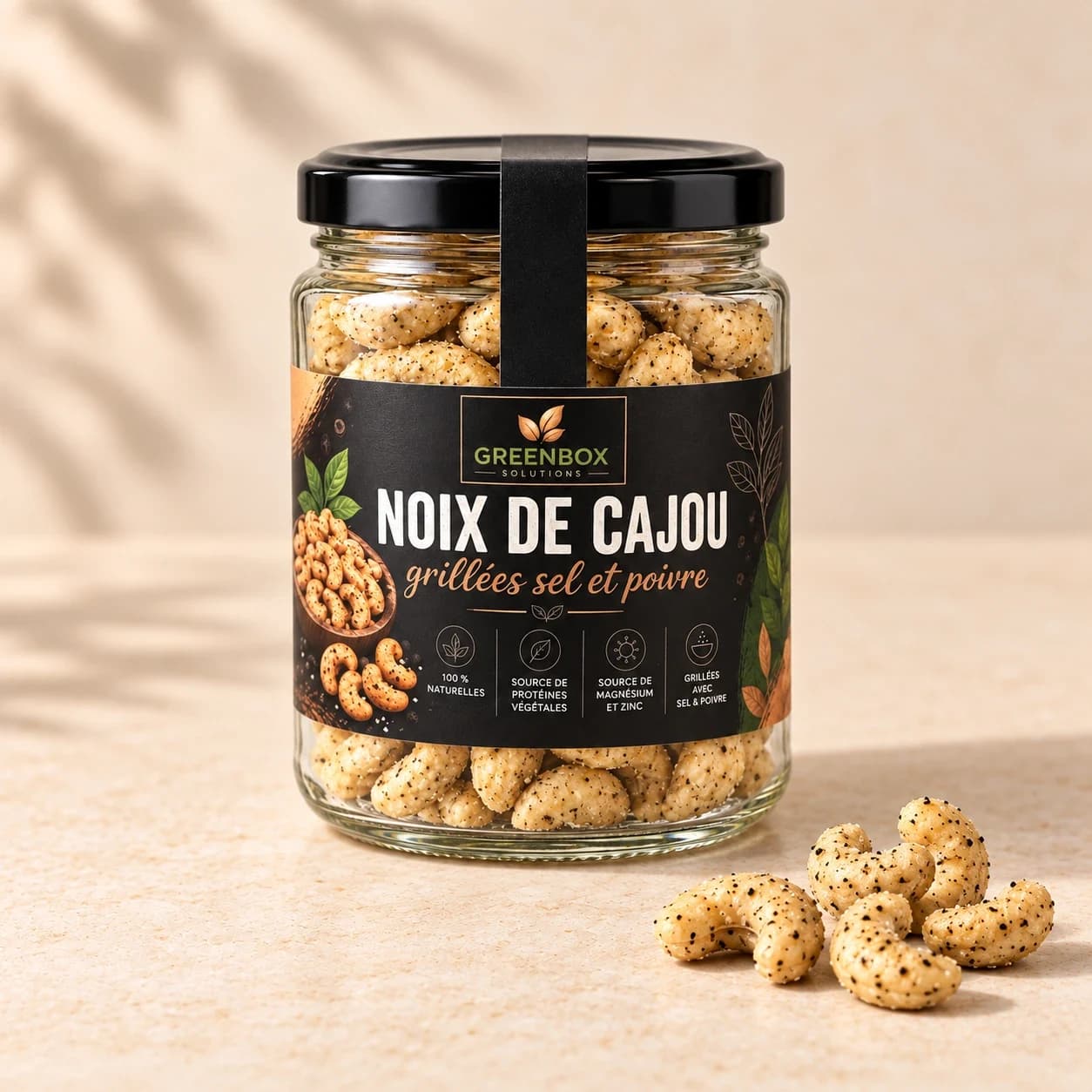 Greenbox — Noix de cajou bio grillées sel et poivre — 200 g