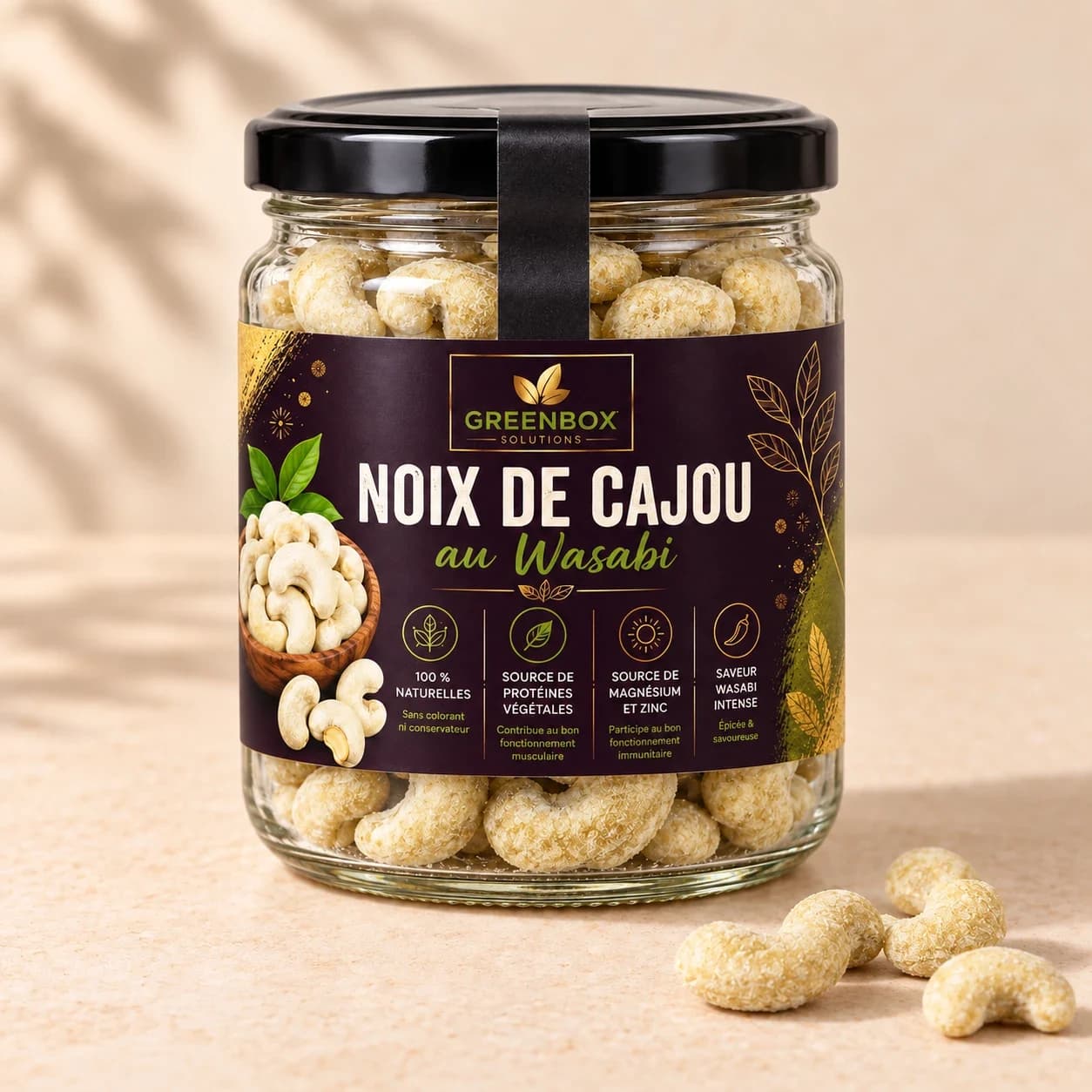 Greenbox — Noix de cajou au wasabi — 180 g