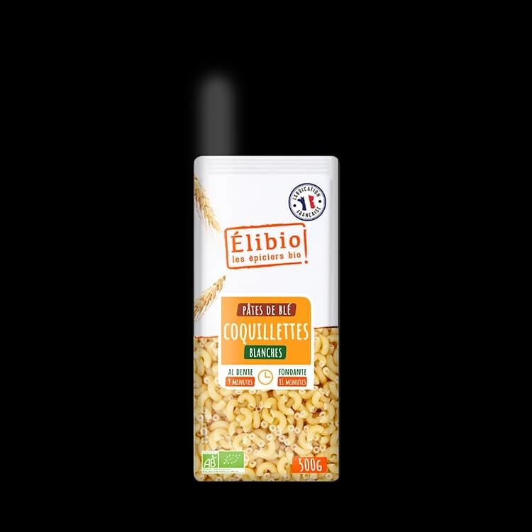 Coquillettes blanches bio — 500 g — Elibio
