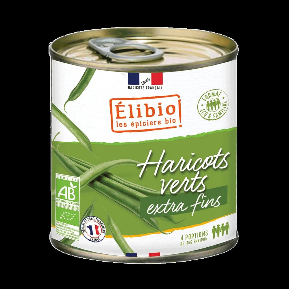 Haricots verts bio — 800 g — Elibio