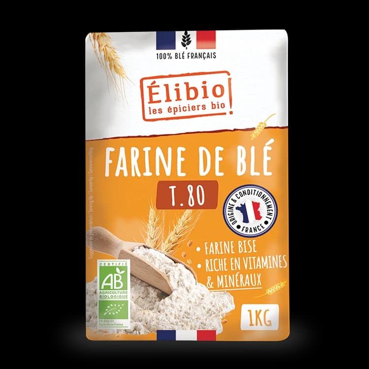 Farine de blé T80 bio — 1 kg — Elibio