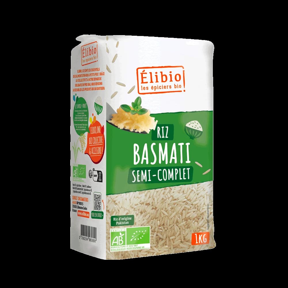 Riz basmati semi complet bio — 1 kg — Elibio