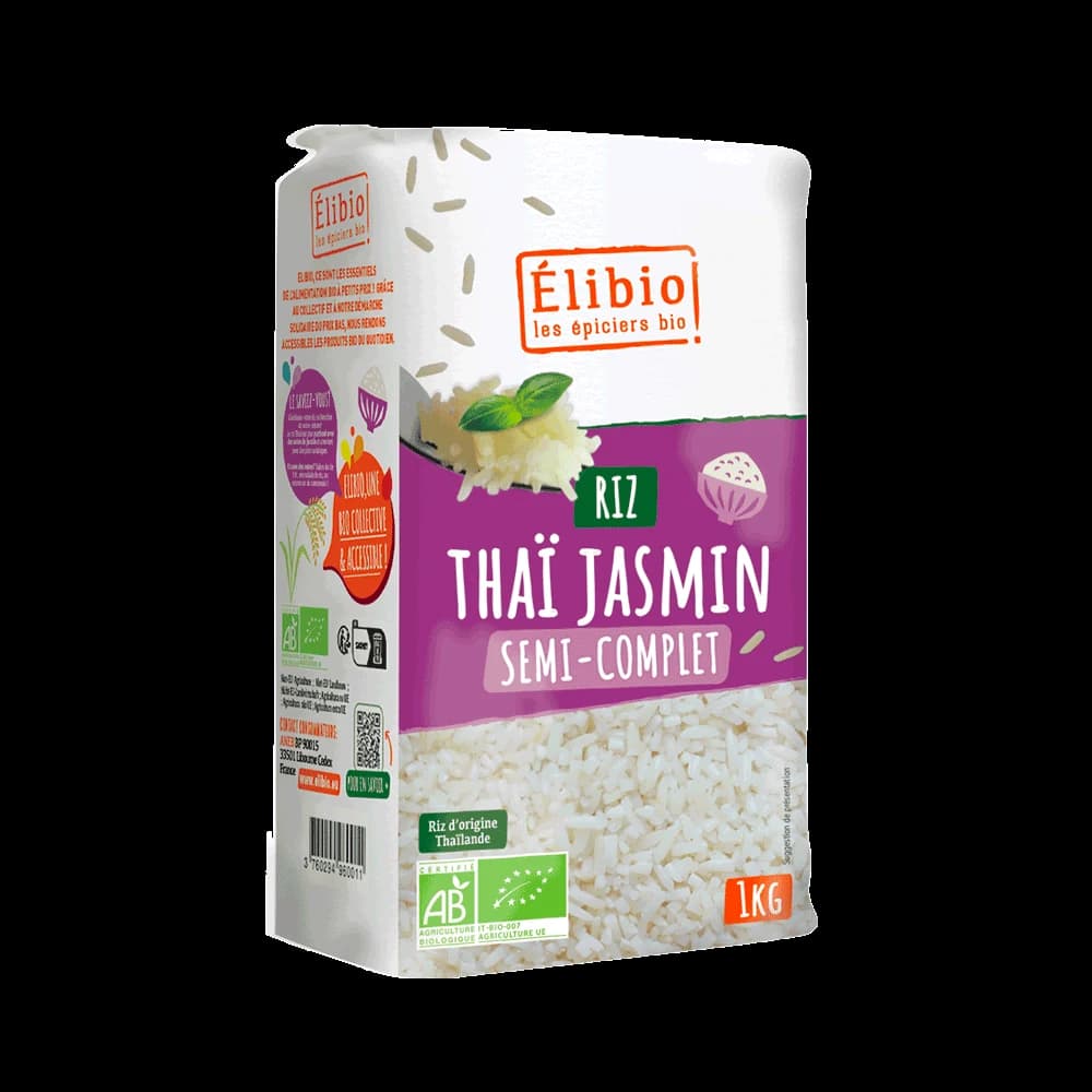Riz thaï jasmin semi complet bio — 1 kg — Elibio