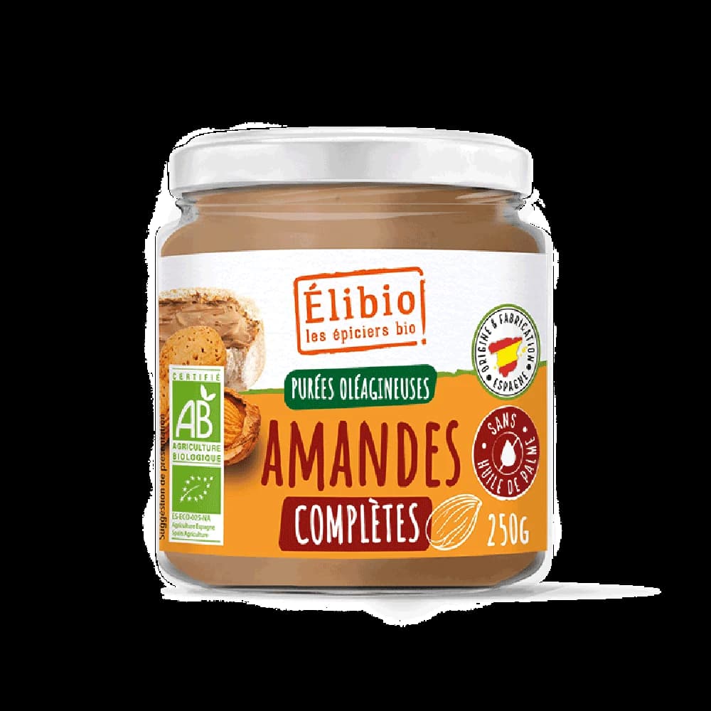Purée d’amandes complètes bio — 250 g — Elibio