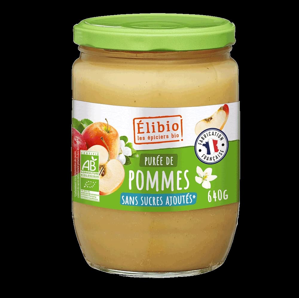 Purée de pomme sans sucres ajoutés bio bocal — 640 g — Elibio