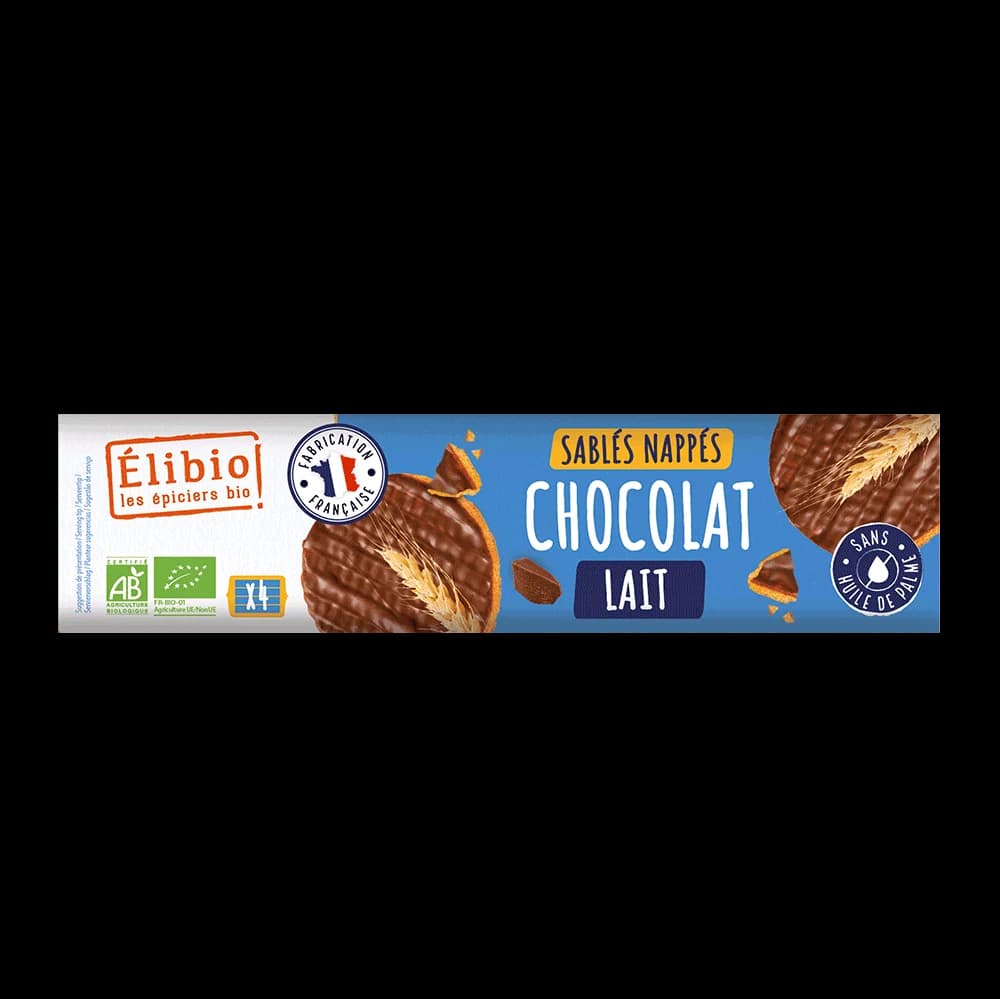 Biscuits sablés nappés au chocolat au lait bio — 160 g — Elibio