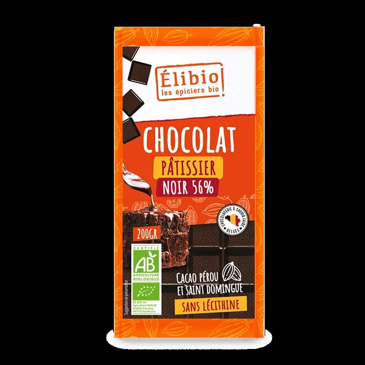 Tablette dessert au chocolat noir 56% bio — 200 g — Elibio