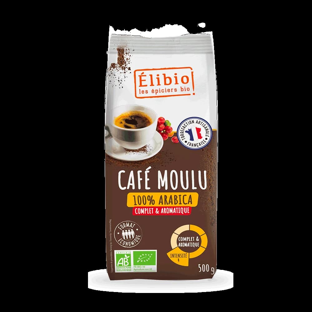 Café 100% arabica moulu bio — 500 g — Elibio