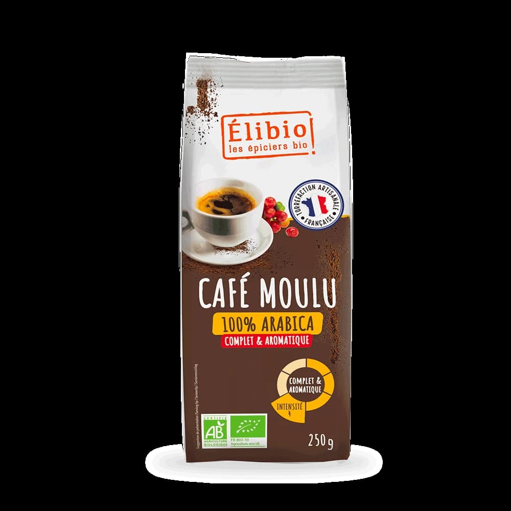 Café 100% arabica moulu bio — 250 g — Elibio