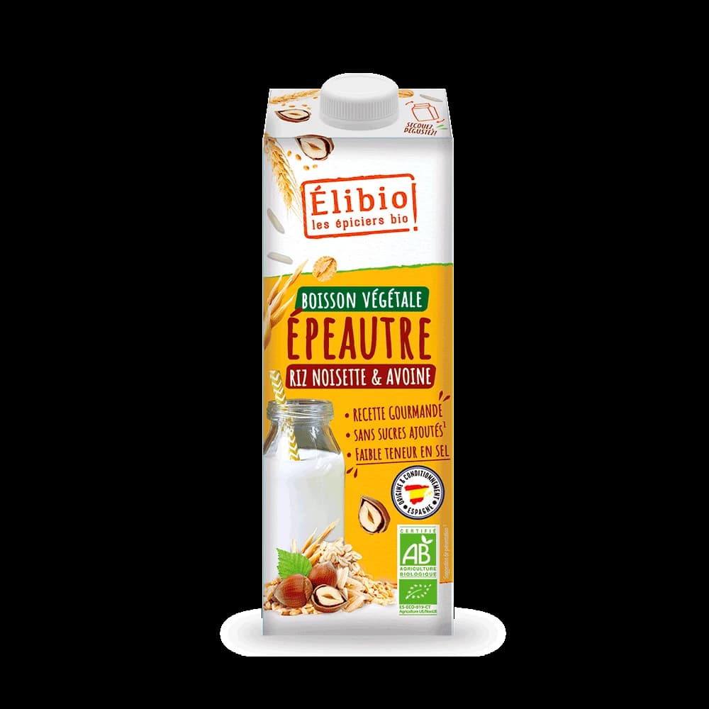 Boisson végétale épeautre riz noisette avoine bio — 1 L — Elibio