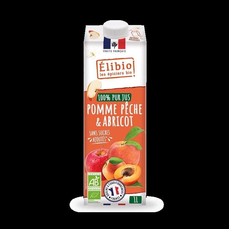 Jus de pommes, pêches et abricots — 1 L — Elibio