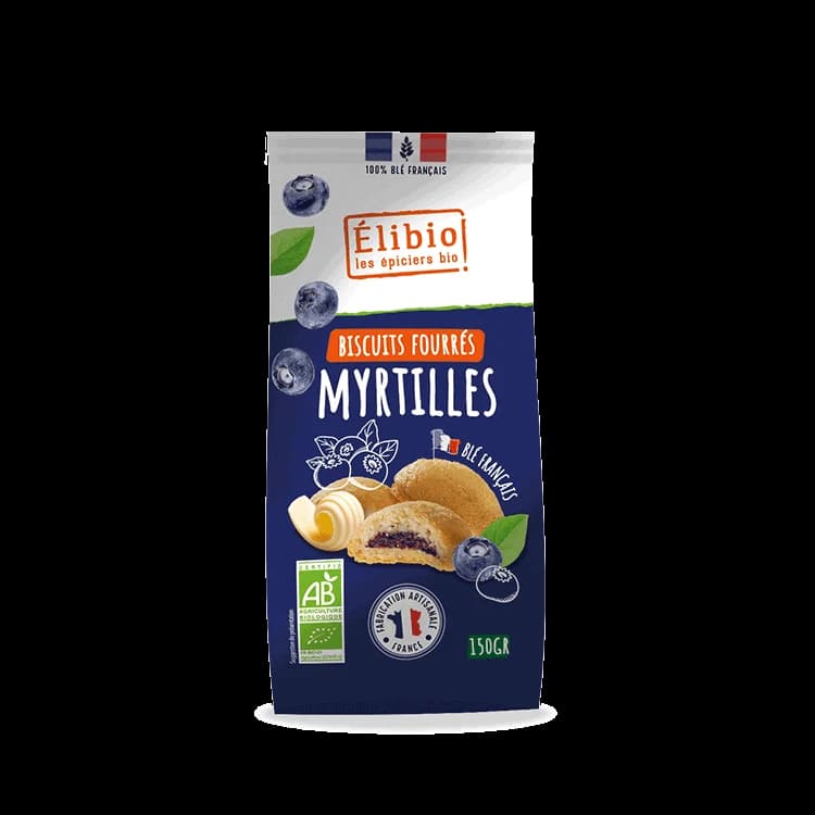 Biscuits fourrés myrtille — 150 g — Elibio