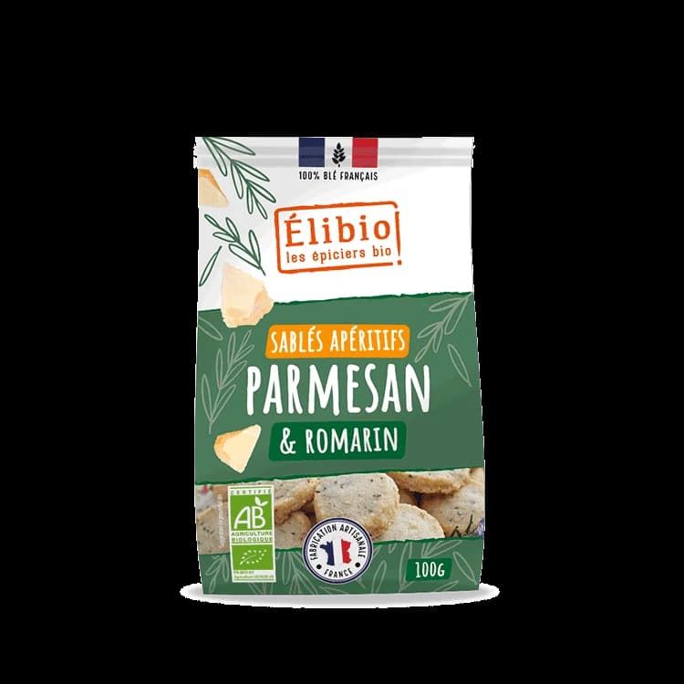 Sablés apéritifs parmesan et romarin — 100 g — Elibio
