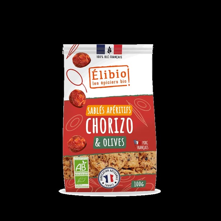 Sablés apéritifs chorizo et olives — 100 g — Elibio