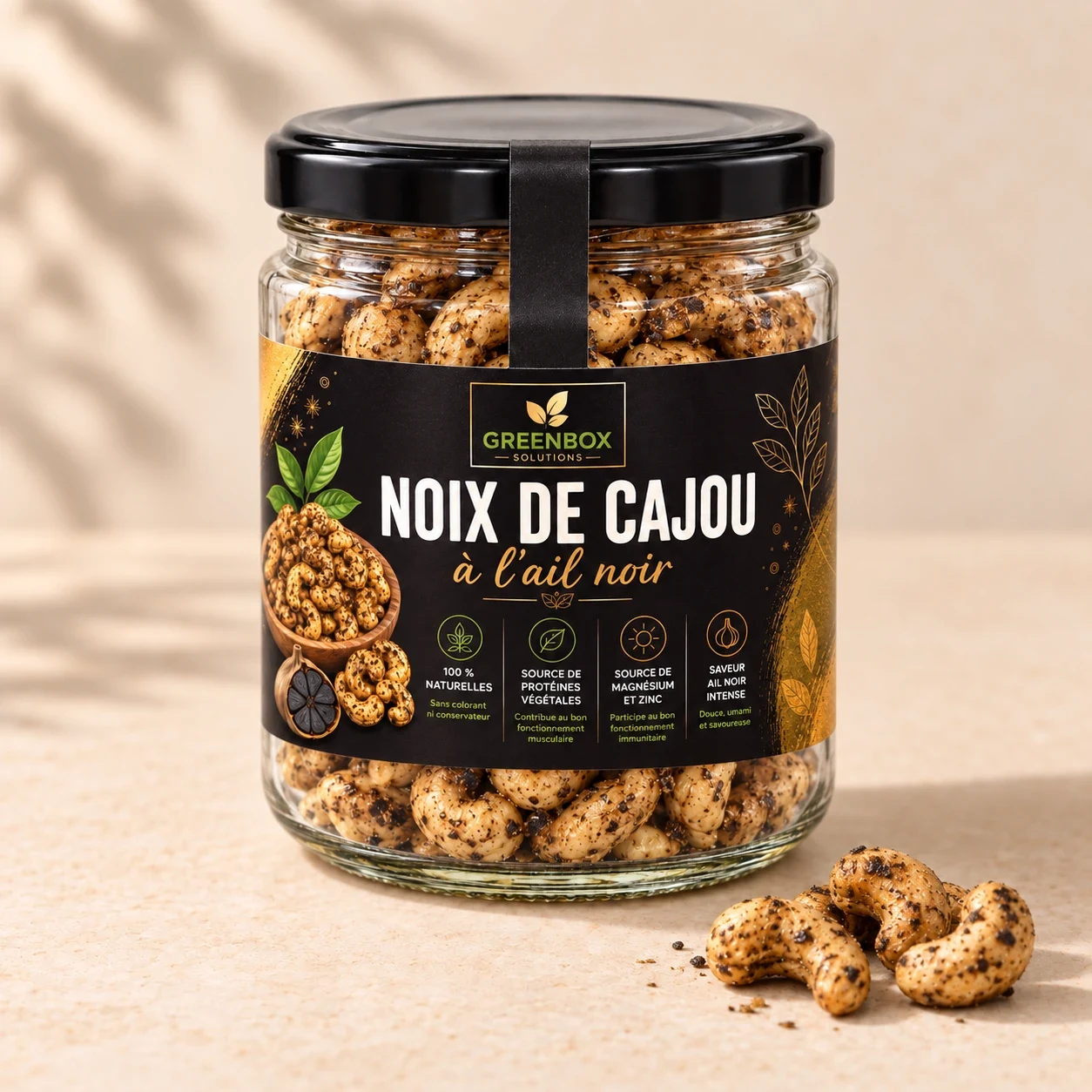 Greenbox — Noix de cajou à l’ail noir — 200 g