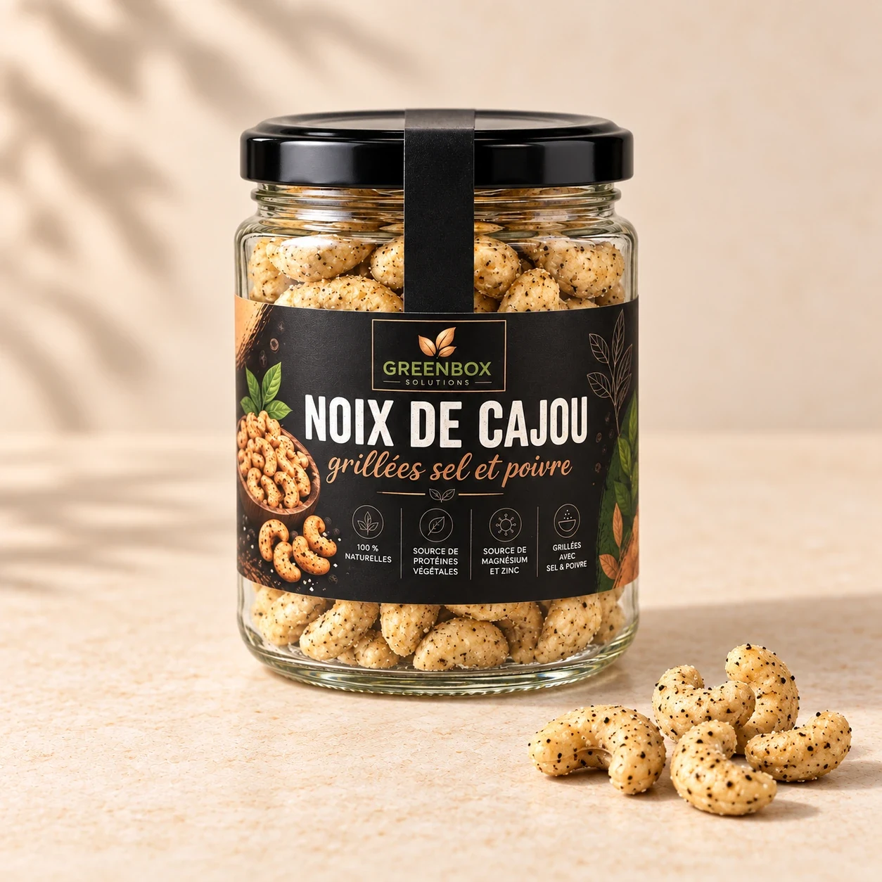 Greenbox — Noix de cajou bio grillées sel et poivre — 200 g