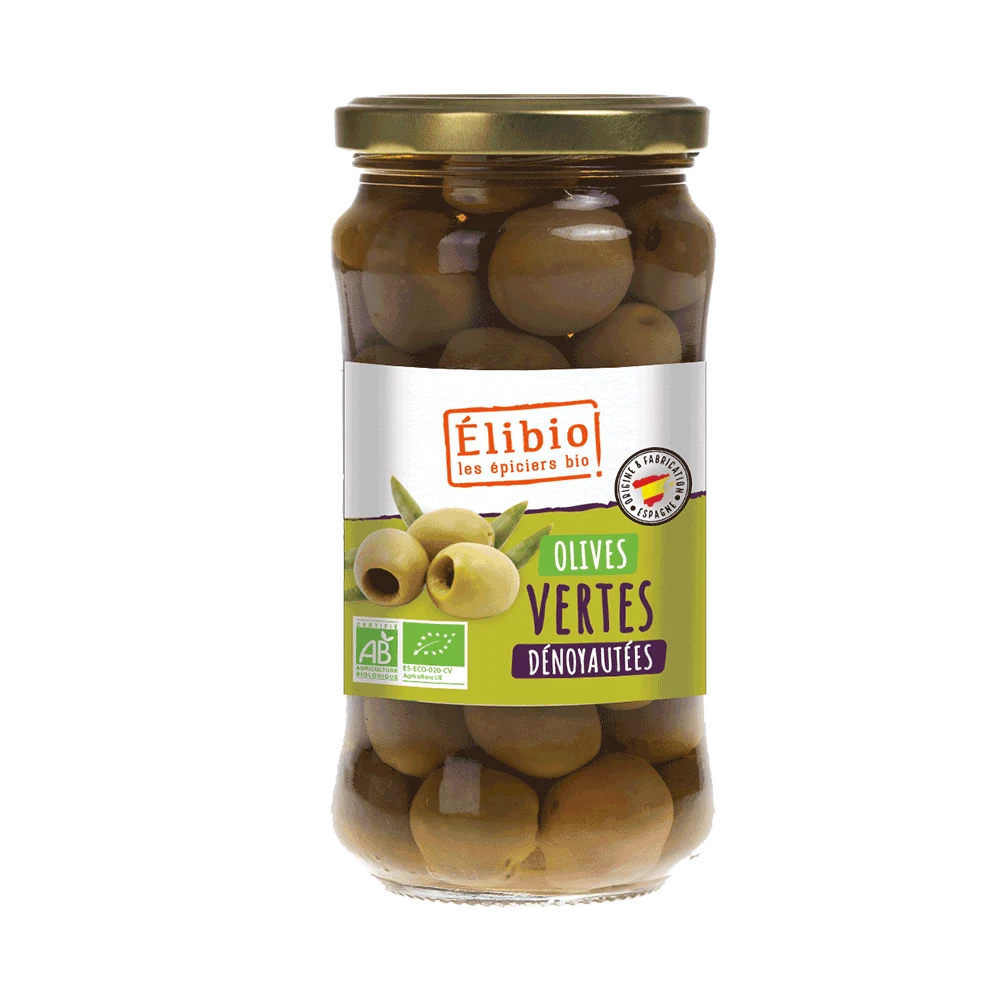 Olives vertes dénoyautées bio — 170 g — Elibio