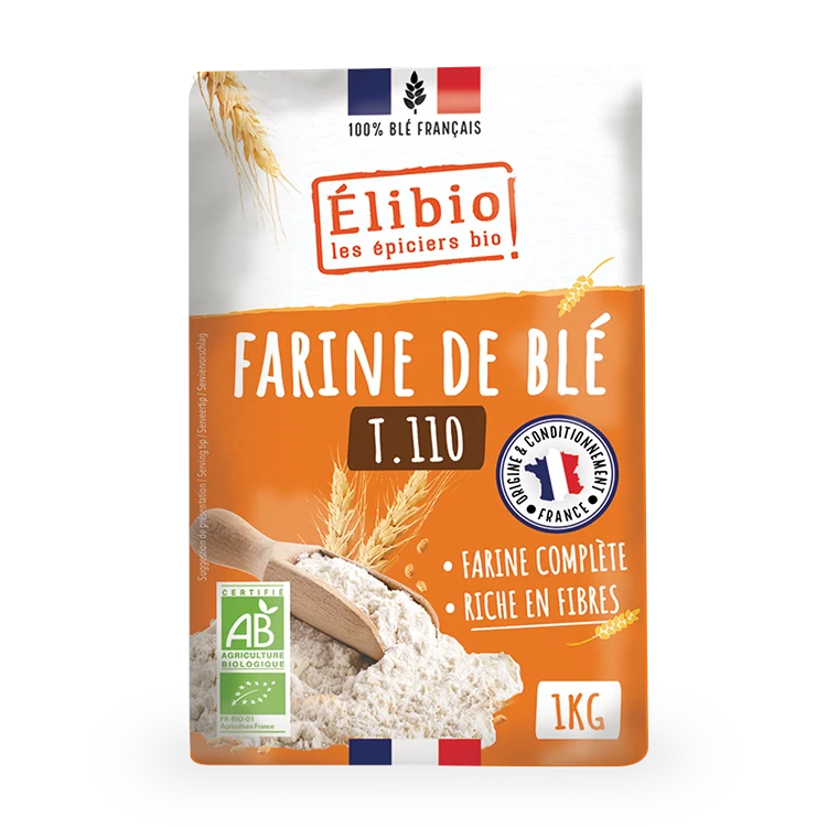 Farine de blé T110 bio — 1 kg — Elibio