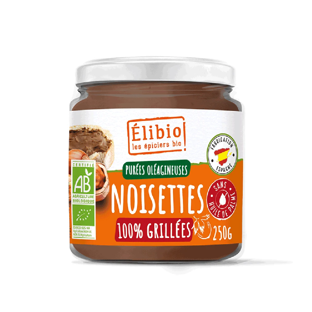 Purée de noisettes grillées bio — 250 g — Elibio