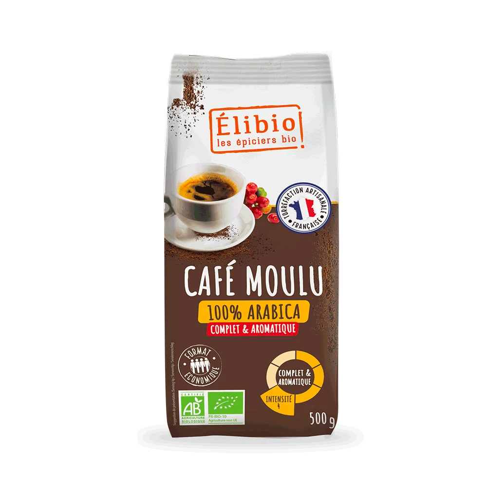 Café 100% arabica moulu bio — 500 g — Elibio